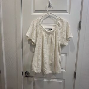 Cable & Gauge Cream Textured Short-Sleeve Peasant Blouse